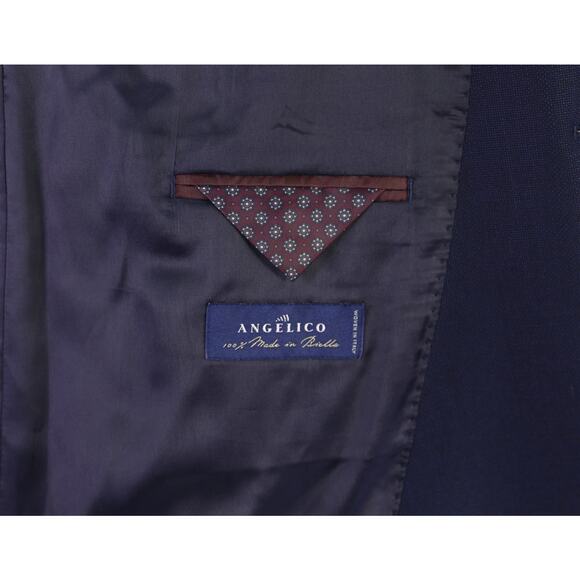 TM Lewin Navy Blue Woven Patch Pocket Wool Blazer Jacket 50R - Picture 8 of 10